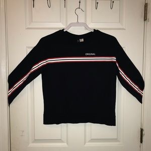 long-sleeved striped top